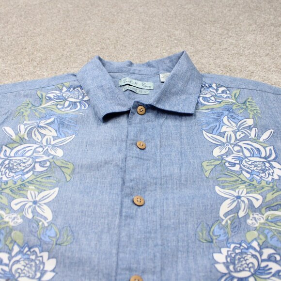 Batik Bay Shirt Mens 2XL XXL Blue Floral Reverse Print 100% Cotton Short Sleeve - Picture 4 of 11